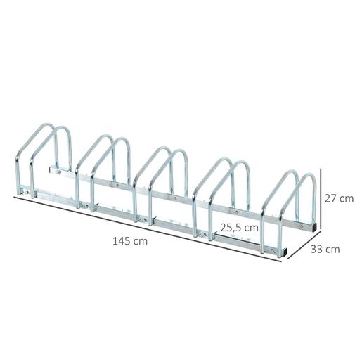 Homcom - Estacionamento para 5 bicicletas Prateado