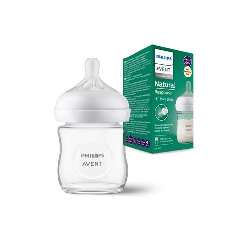 Philips Avent - Biberão de vidro natural com tetina de resposta natural 140 ml 0m+ | sem bpa