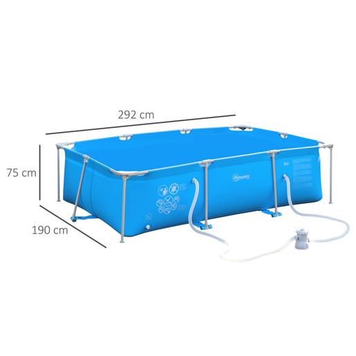 Outsunny - Piscina desmontable tubular de acero azul 3.600 l con depuradora