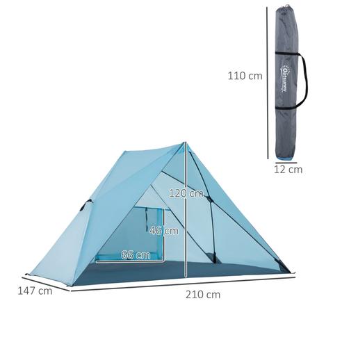 Outsunny - Tenda corta-vento com janela 210x147x120 cm Azul