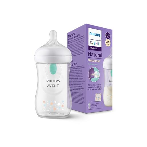 Philips Avent - Biberão natural 260 ml com tetina answer e válvula airfree 1m+ decoração sem bpa