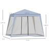 Outsunny - Tenda de jardim 3x3 m Cinzento com mosquiteiras