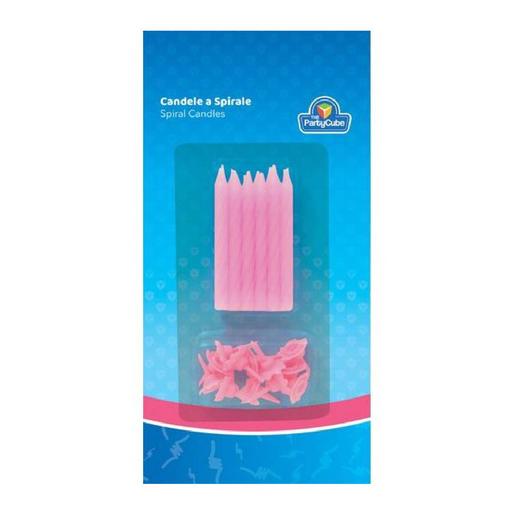 Pack 12 velas rosas em espiral