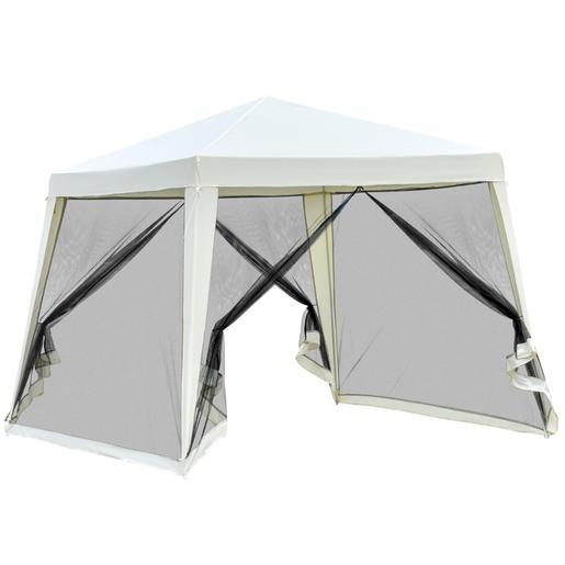 Outsunny - Tenda de jardim 3x3 m Bege com mosquiteiras