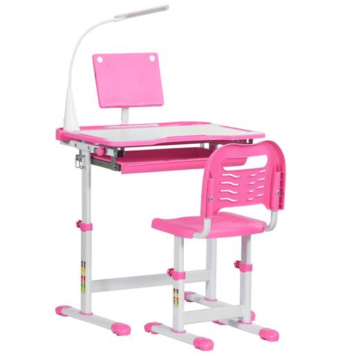 Homcom - Conjunto Mesa + Cadeira reclinável Rosa