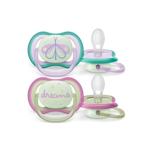 Philips Avent - Chupetas nocturnas ultra air 0-6 meses decoração borboleta/dreams