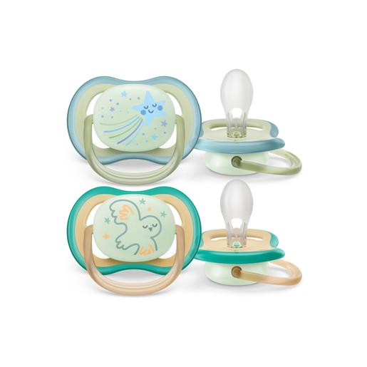 Philips Avent - Chupetas noturnas ultra air 0-6 meses estrela/pássaro