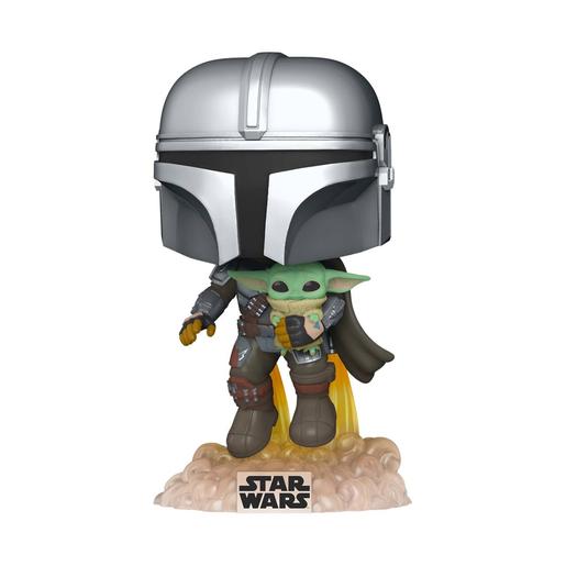 Star Wars - The Mandalorian volando con Jet Pack y Baby Yoda - Figura Funko POP