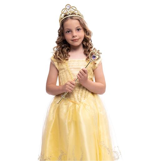 Conjunto Tiara e Varinha Princesa Dourado