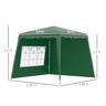 Outsunny - Tenda Dobrável 2,89x2,89 m com 2 Paredes Verde