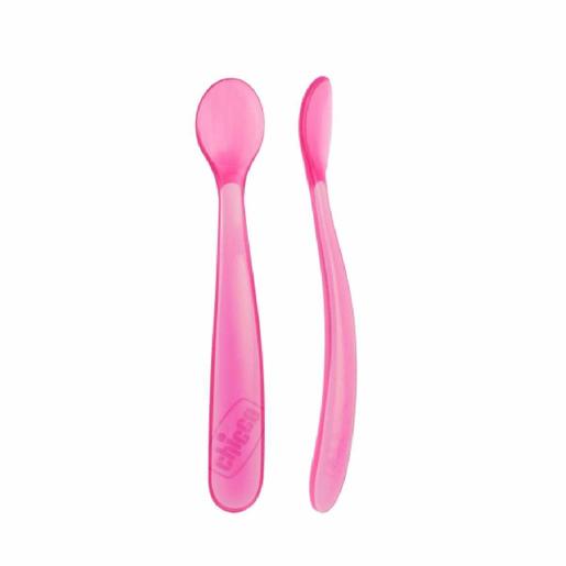 Chicco - Colher silicone Rosa 2 unidades