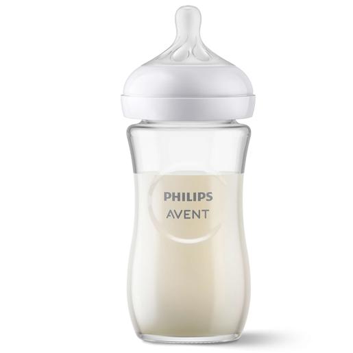 Philips Avent - Biberão de vidro natural com tetina de resposta natural 240 ml 1m+ | sem bpa