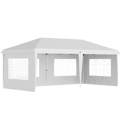 Outsunny - Tenda Dobrável 6x3 m com Laterais Removíveis Branco