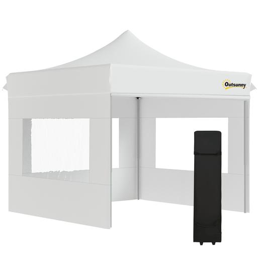 Outsunny - Tenda dobrável 3x3 m com 4 paredes removíveis Branco