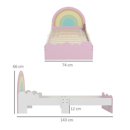 Homcom - Cama Infantil Arco-íris Rosa