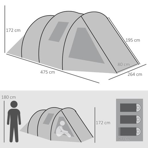 Outsunny - Tenda de campismo familiar 475x264x172 cm Verde
