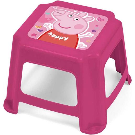 Porquinha Peppa - Banquinho infantil de plástico 27x27x21cm Peppa Pig ㅤ