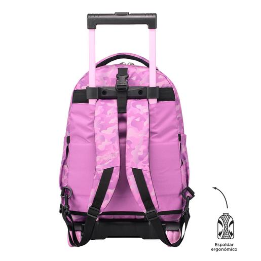 Totto - Mochila escolar ruedas desmontable camuflaje rosa Tiza