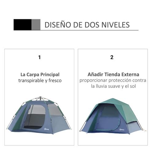 Outsunny - Tenda de Campismo Pop Up 250x194x160 cm Verde