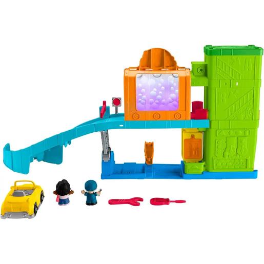 Fisher Price - Little People - Conjunto de brincadeira de garagem para aprendizagem com figuras, sons e acessórios multicoloridos ㅤ