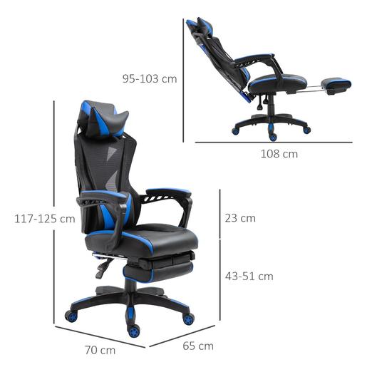 Vinsetto - Silla Gaming ergonómica azul-negro