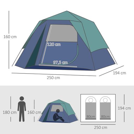 Outsunny - Tenda de Campismo Pop Up 250x194x160 cm Verde