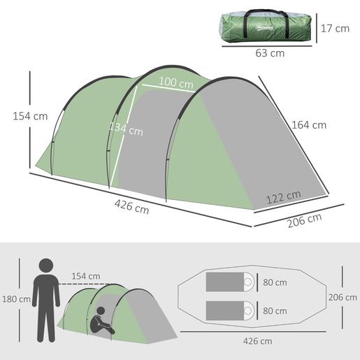 Outsunny - Tenda de Campanha Familiar 426x206x154 cm Verde
