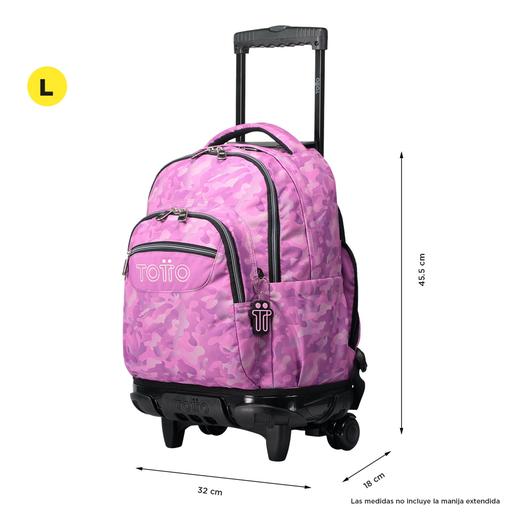 Totto - Mochila escolar con ruedas camuflaje rosa Renglones