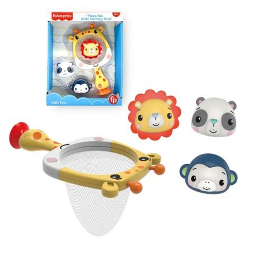 Fisher Price - Pelota saltarina con agarre multicolor y canasta de baño ㅤ