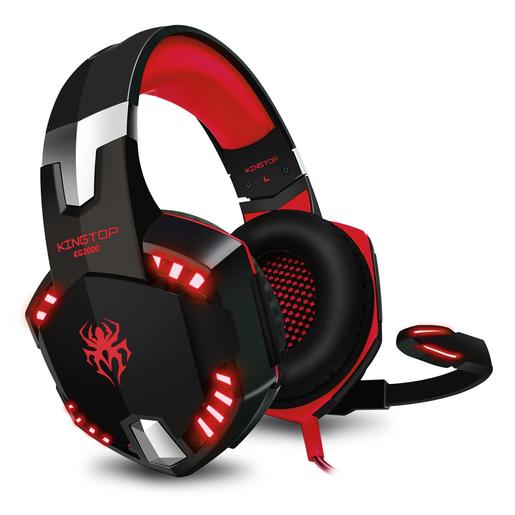 Auscultadores Gaming com LED e controlo de volumem para consola PS4, XBOX e PC Vermelho