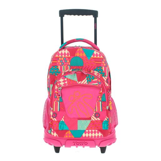 Totto - Mochila escolar com rodas Renglones - Rosa