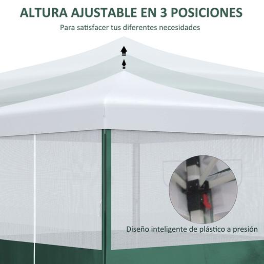 Outsunny - Tenda Dobrável 2,7 x 2,7 m Branco e Verde