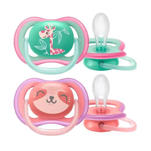 Philips Avent - Chupetas Ultra Air verde e rosa +18 meses