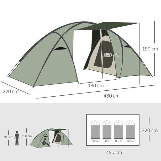 Outsunny - Tenda Iglô Familiar 480x220x190 cm Verde