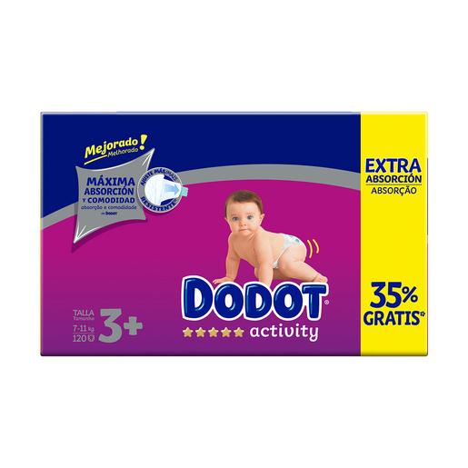 Dodot - Fraldas Activity Extra T3+ (7-11 kg) 120 Unidades