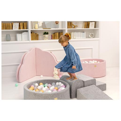 MeowBaby - Parque de juegos infantil de espuma blanca con piscina de bolas y 200 bolas oro/beige/blanco/transparente