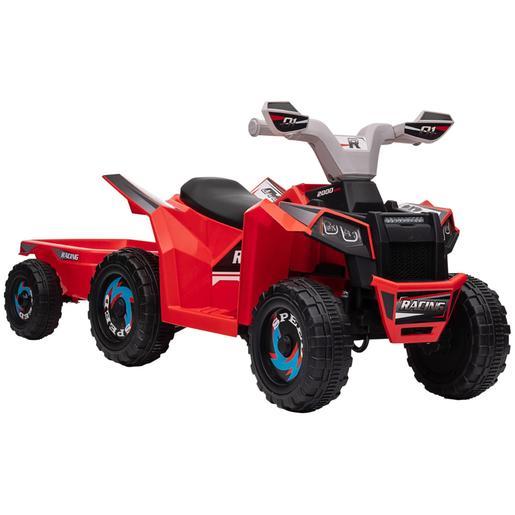 Homcom - Quad Elétrico Vermelho com Reboque