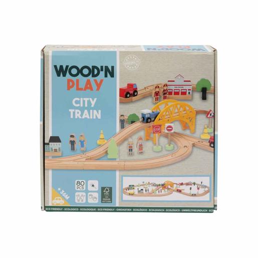 Wood’ N Play - Circuito de tren Ciudad 80 piezas