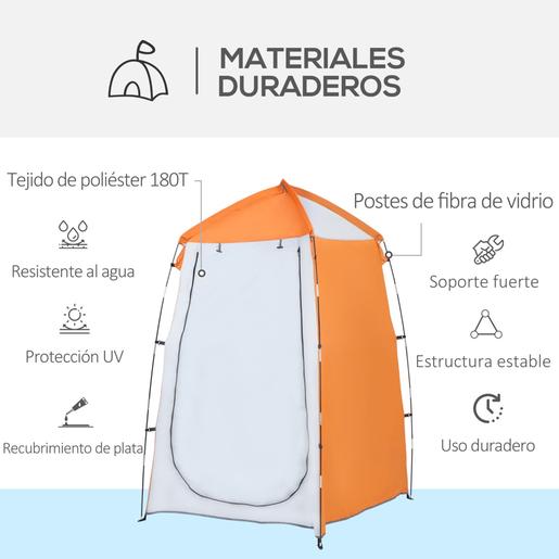 Outsunny - Tenda de duche para campismo com mosquiteiros 123x121x198 cm Laranja