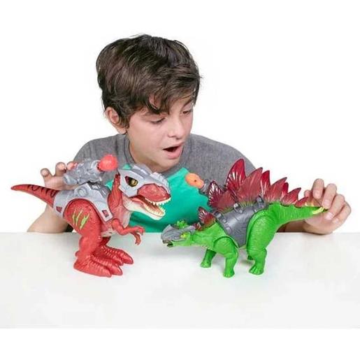 Dino Wars T-Rex eletrónico com movimento e lançador ㅤ