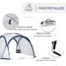 Outsunny - Tenda de campismo com mosquiteiras 350x350x230 cm Branco e Azul