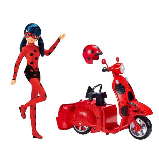 Bandai - Ladybug - Scooter transformável com boneca articulada Ladybug 26cm ㅤ