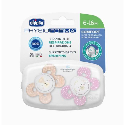 Chicco - Chupeta Physio Comfort de silicone para bebés de 6-16 meses rosa (várias cores)