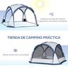 Outsunny - Tenda de campismo com mosquiteiras 350x350x230 cm Branco e Azul