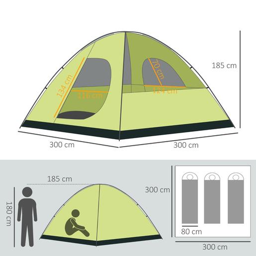 Outsunny - Tenda de campismo 3x3 m Amarelo/Cinza