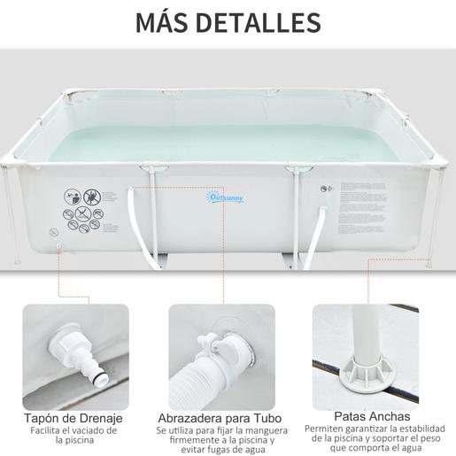 Outsunny - Piscina desmontável tubular de aço cinzento 3.600 l com bomba de filtro