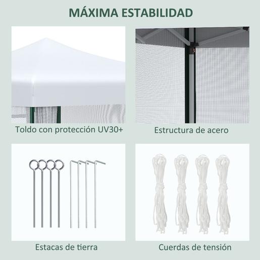 Outsunny - Tenda Dobrável 2,7 x 2,7 m Branco e Verde