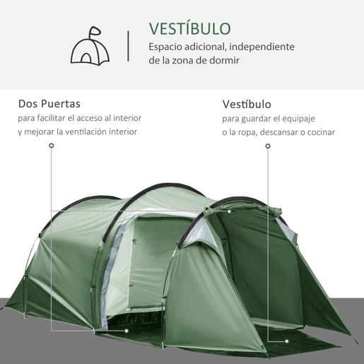 Outsunny - Tenda de Campanha Familiar 426x206x154 cm Verde