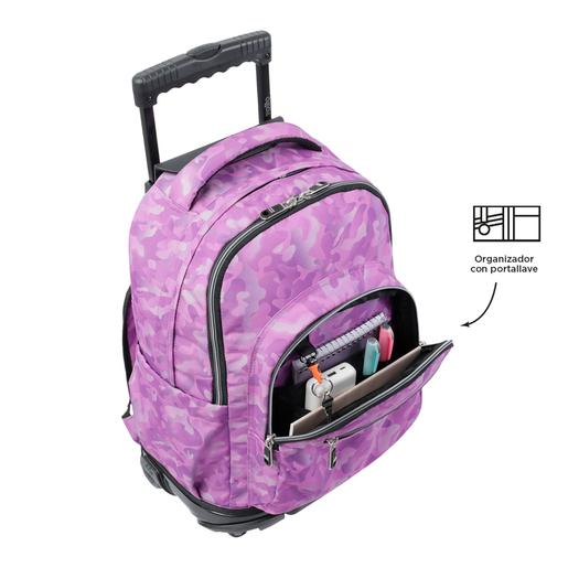 Totto - Mochila escolar con ruedas camuflaje rosa Renglones