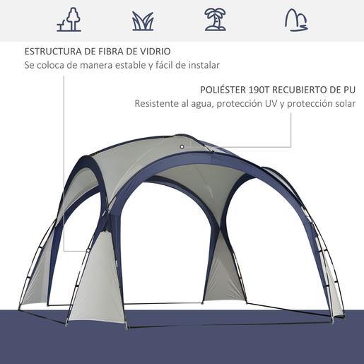 Outsunny - Toldo de campismo 3,5x3,5 m Bege/Azul